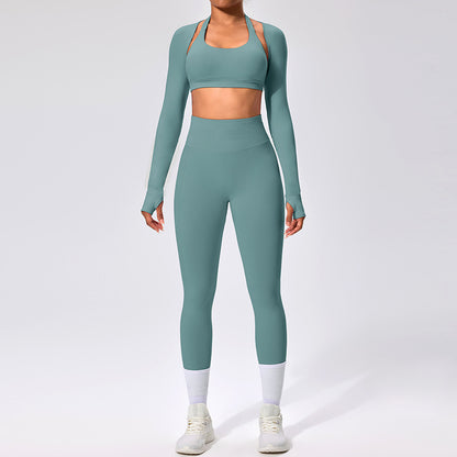 Women's Outdoor Yoga Set with Open Back Sports Bra and Pants