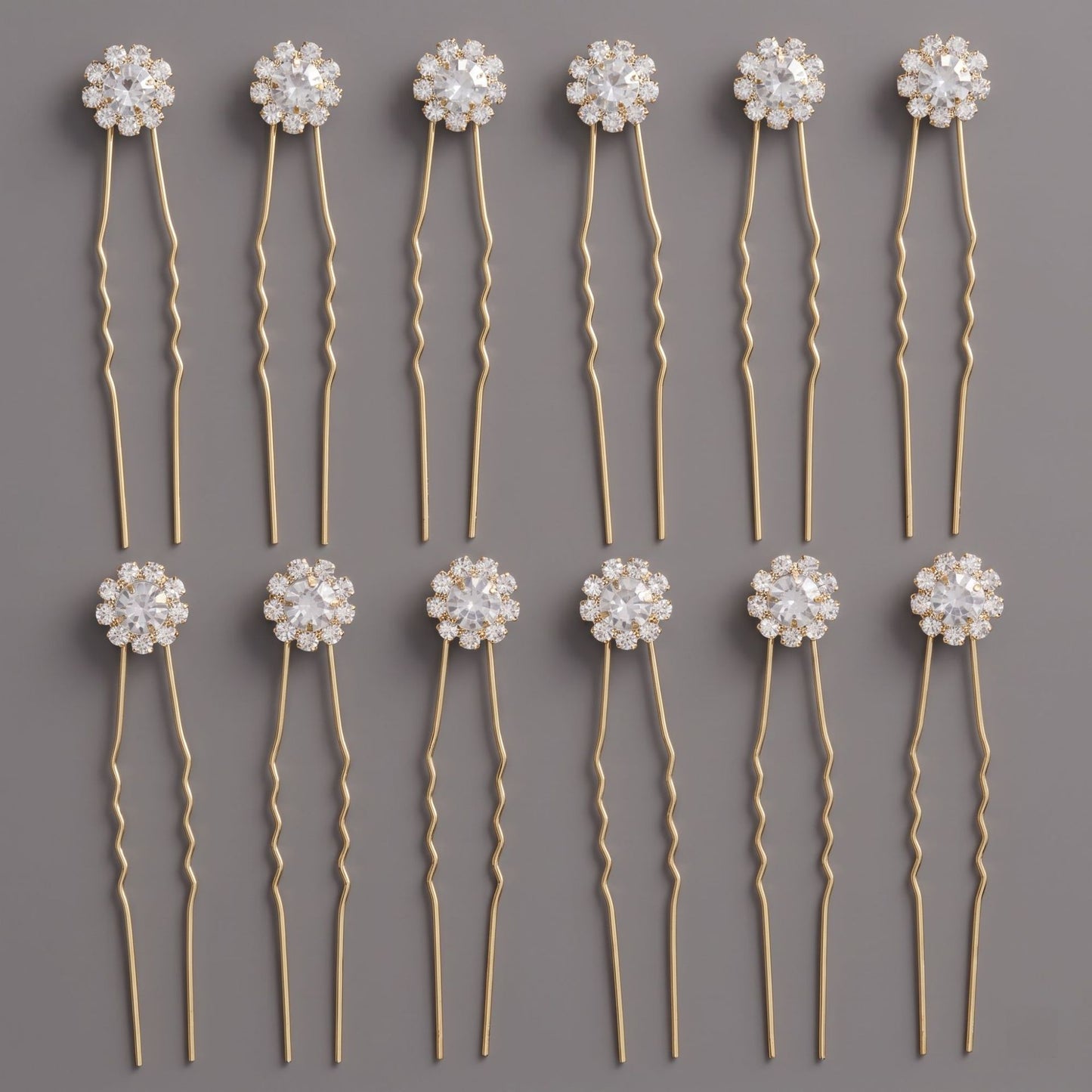 Floral Crystal U-Shaped Hairpin Set for Weddings and Special Occasions