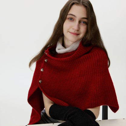 Chic High-Neck Button Neck Warmer Cozy Knit Scarf