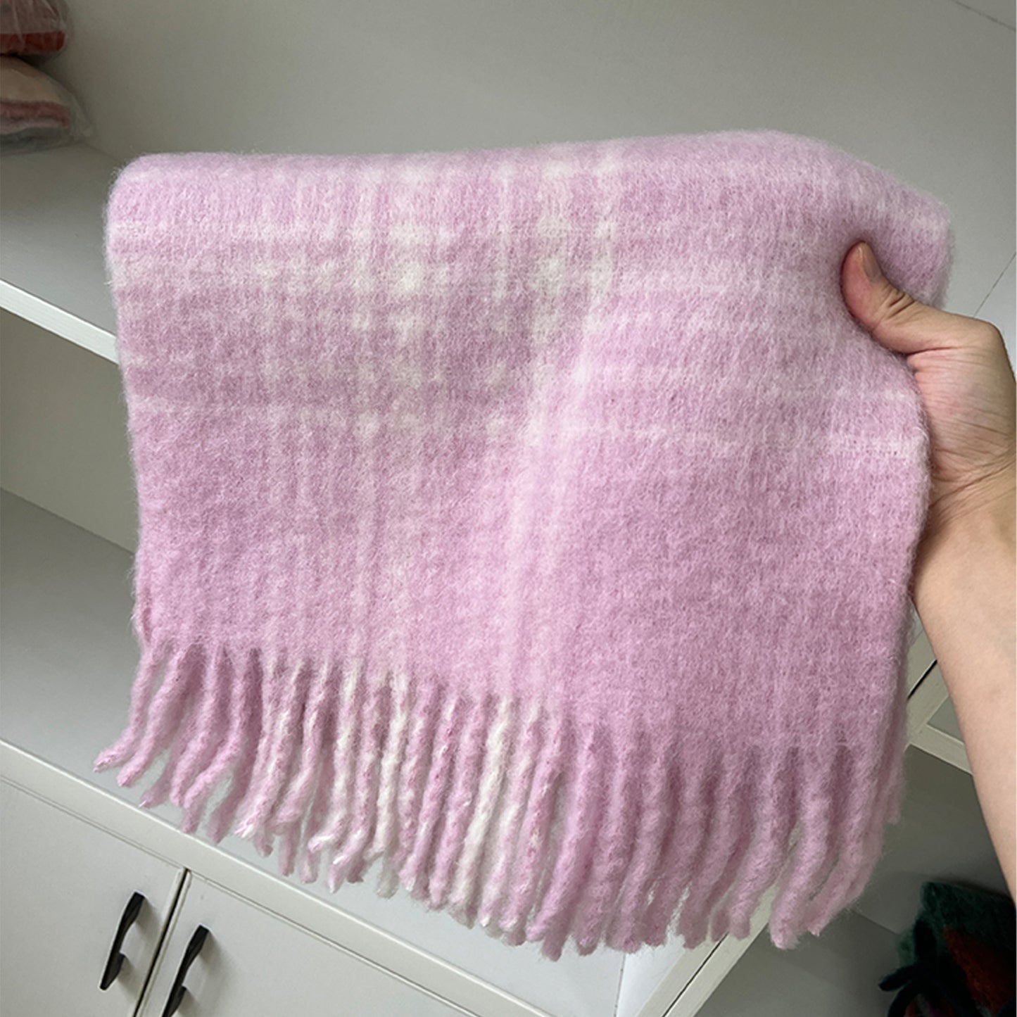 Plaid Wool Fringe Scarf Warm Winter Unisex