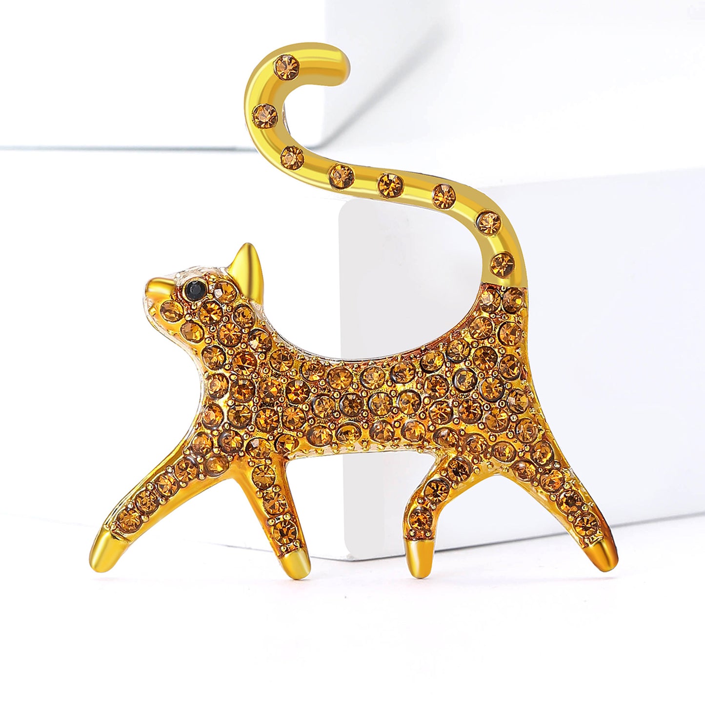 Fashionable Cartoon Cat Brooch Alloy Rhinestone Pin for Women