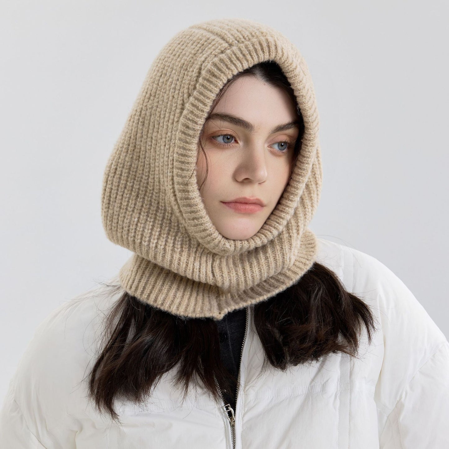 Trendy Solid Color Wool Blend Knitted Balaclava Hat