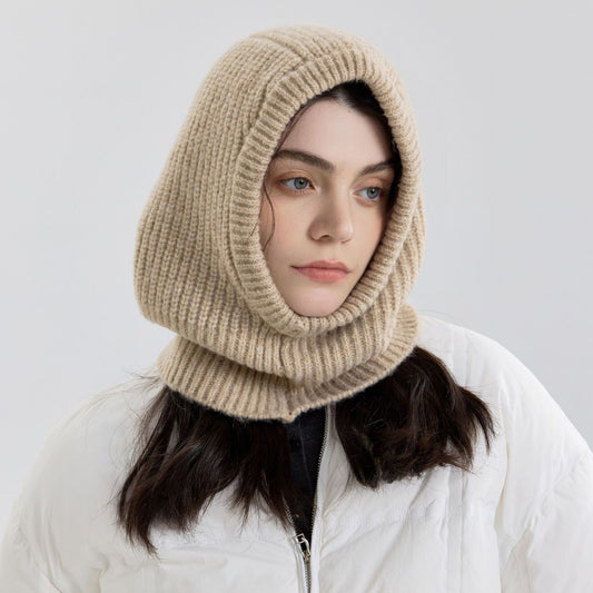 Trendy Solid Color Wool Blend Knitted Balaclava Hat