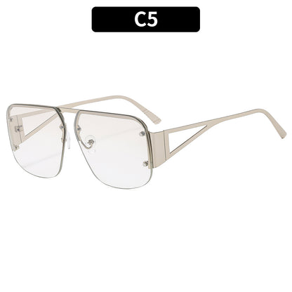 Stylish Metal Half-Rim Sunglasses Trendy Unisex UV400 Protection