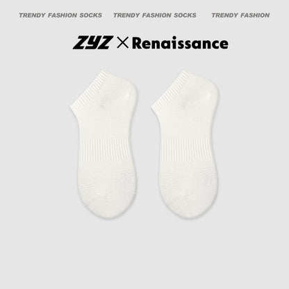 Seamless Mid Calf Floral Antibacterial Cotton Socks