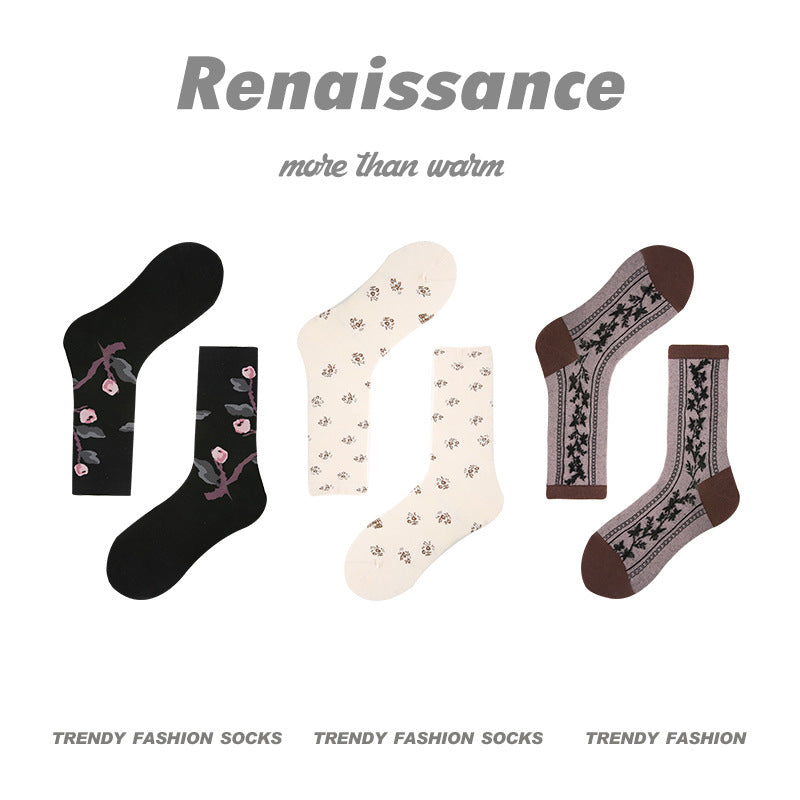 Mid Calf Vintage Gradient Cotton Socks