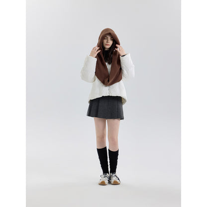 Solid Color Knit Button Balaclava Hat Unisex Winter Fashion Beanie