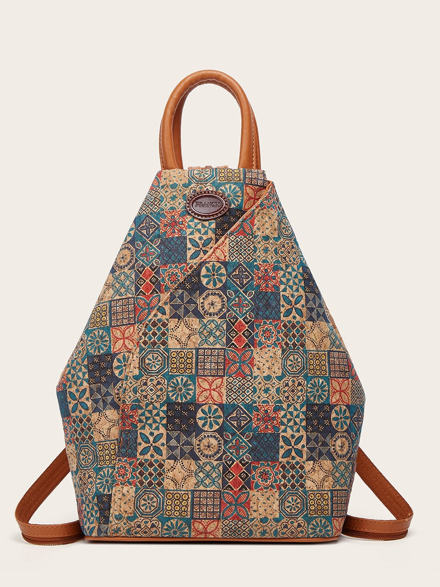 Ethnic Style Multi-Functional Cork Backpack for Casual Travel
