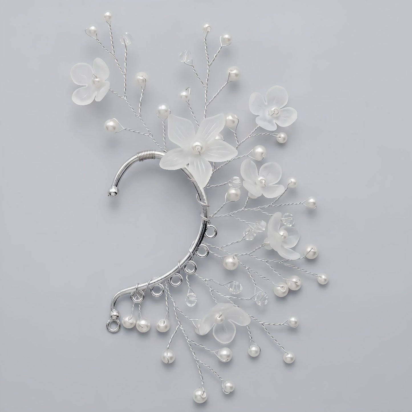 Handcrafted Pearl and Crystal Floral Earrings - Elegant and Versatile Accessories