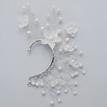 Handcrafted Pearl and Crystal Floral Earrings - Elegant and Versatile Accessories