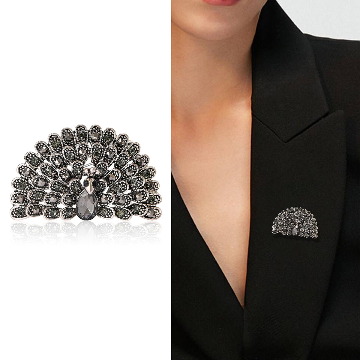 Fashionable Vintage Peacock Brooch Pin Creative Animal Accessory