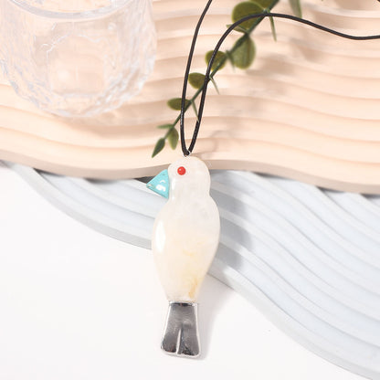 Long Resin Necklace Bird Pendant Versatile Chic