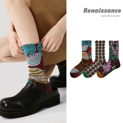 Renaissance Floral Embossed Cotton Blend Slouch Socks