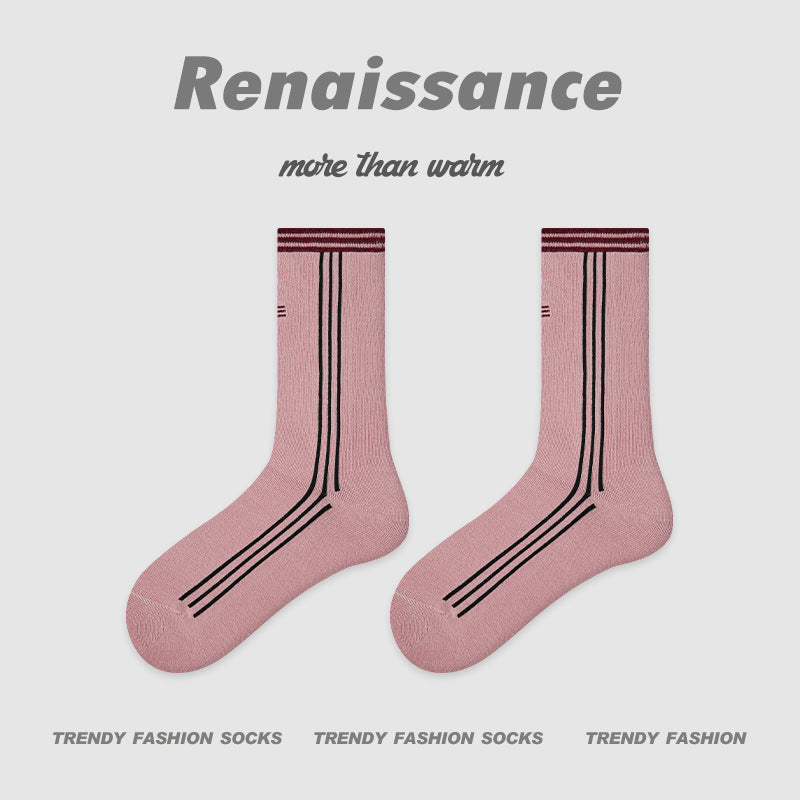 Socks Layered Mid Calf Lettered Cotton Blend Casual