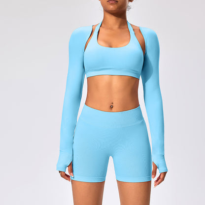 Women's Outdoor Yoga Set with Open Back Sports Bra and Pants