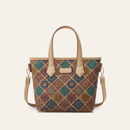 Vintage Ethnic Print Tote Bag Women's Large Capacity Handheld Shoulder Bag