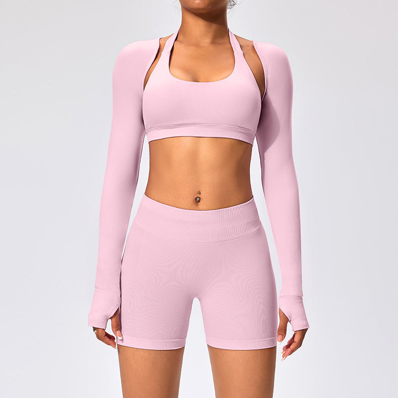 Women's Outdoor Yoga Set with Open Back Sports Bra and Pants