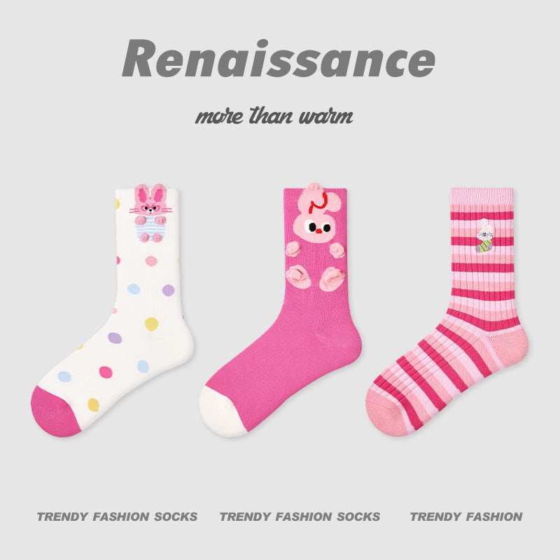 Socks Renaissance Animal Cartoon Combed Cotton Casual