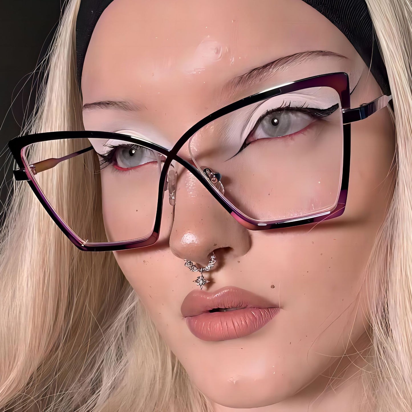 New Oversized Metal Blue Light Blocking Glasses Retro Hipster Style