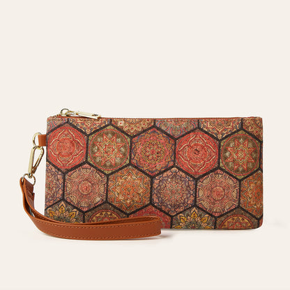 Bohemian Floral Print Zip Wallet for Women