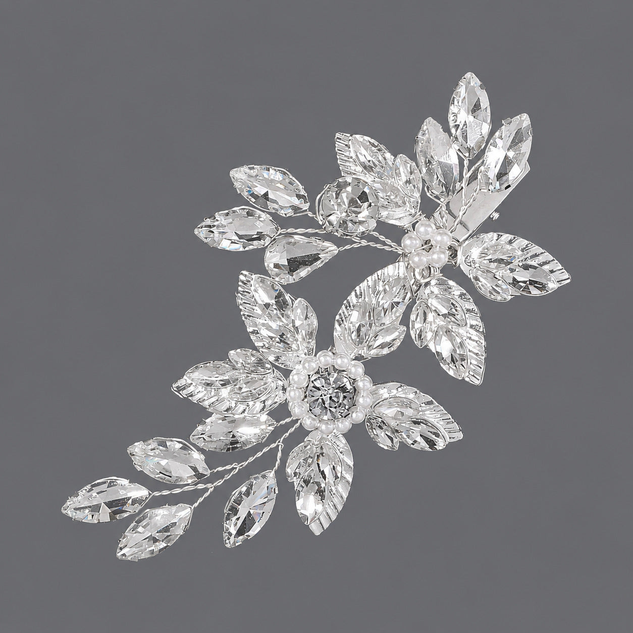 Elegant Floral Rhinestone Hair Clips for Weddings & Parties