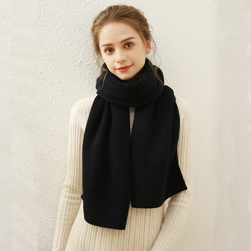 Solid Color Knitted Scarf Set for Women - Winter Warmth