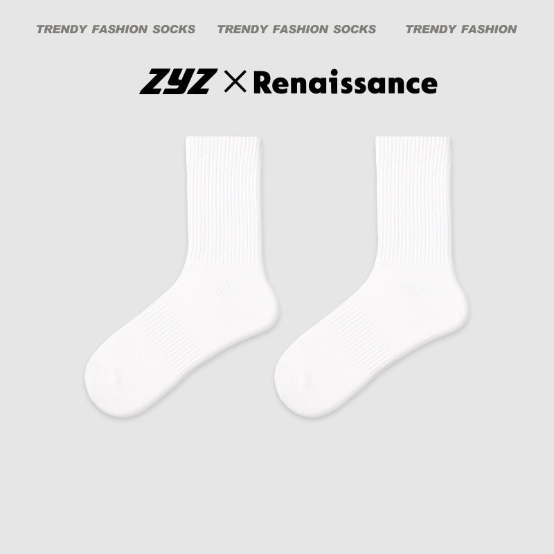 Seamless Mid Calf Floral Antibacterial Cotton Socks