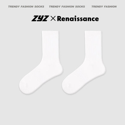 Seamless Mid Calf Floral Antibacterial Cotton Socks