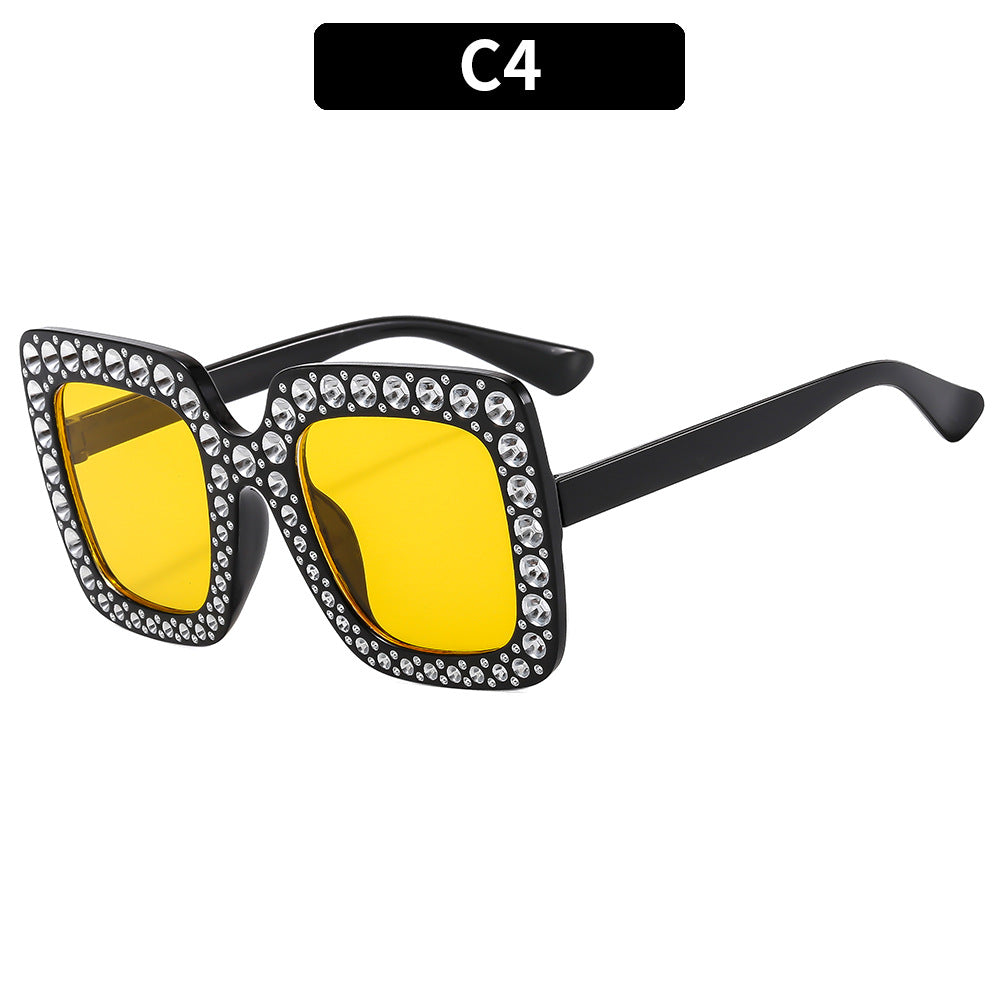 Colorful Gemstone-Embellished Disco Sunglasses Retro Style