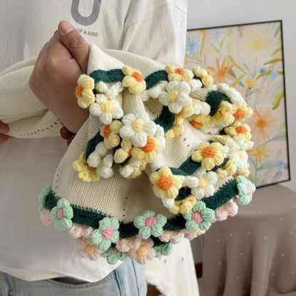 Handcrafted Floral Crochet Blanket - Daisy Pattern Plush Throw