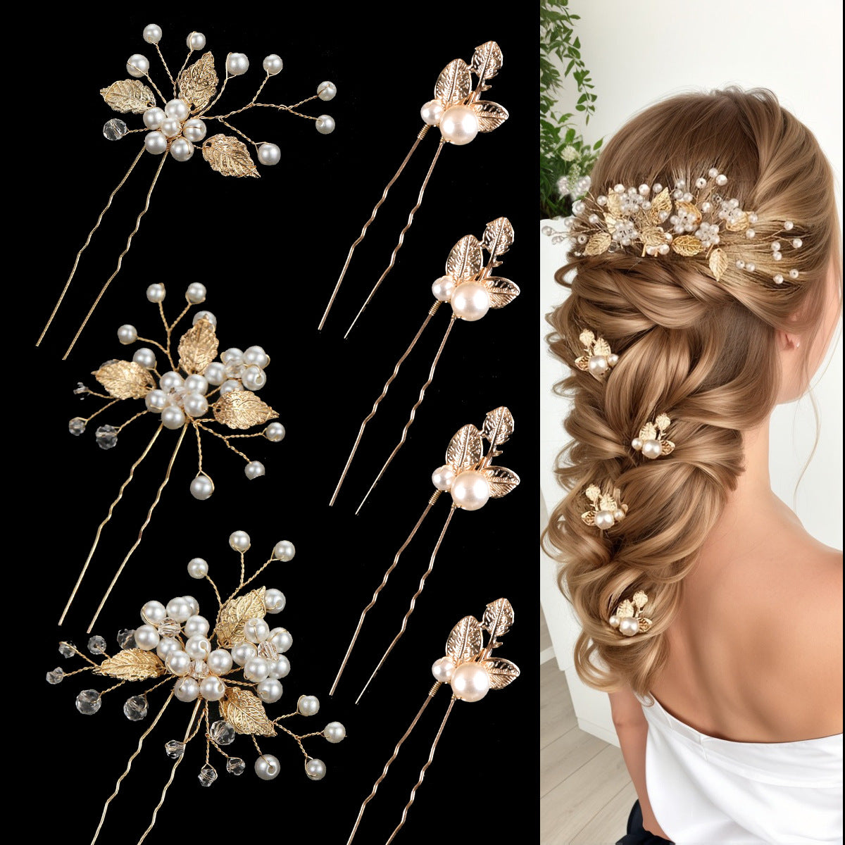 Handmade Pearl Floral Hairpin Set for Bridal