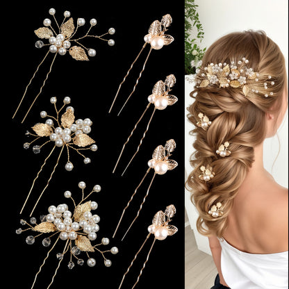 Handmade Pearl Floral Hairpin Set for Bridal