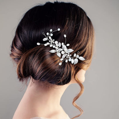 Crystal Floral Hairband Pearls Wedding Hairpiece