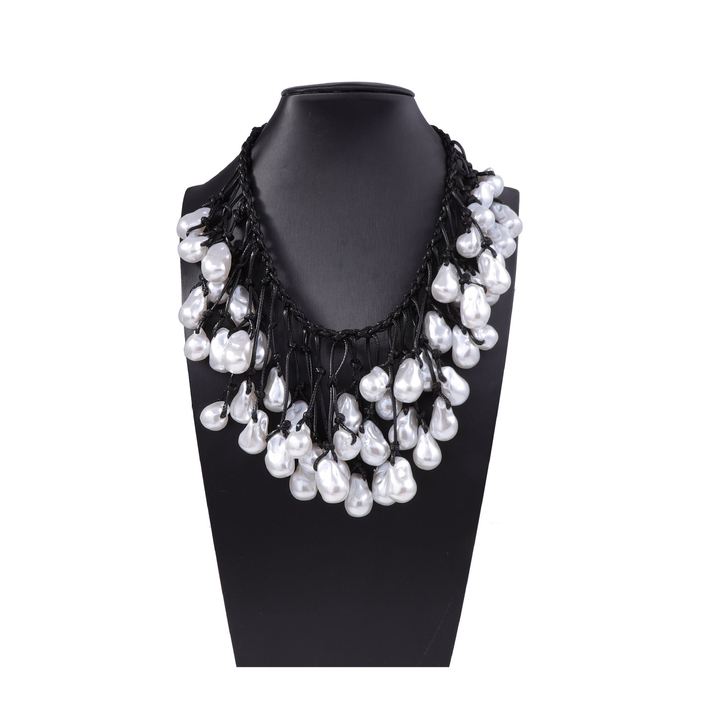 Necklace Baroque Braided Knot Faux Pearl Adjustable