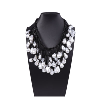 Necklace Baroque Braided Knot Faux Pearl Adjustable