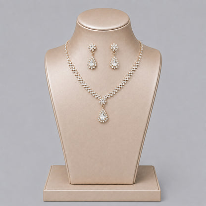 Elegant Crystal Jewelry Set with Necklace and Earrings for Parties