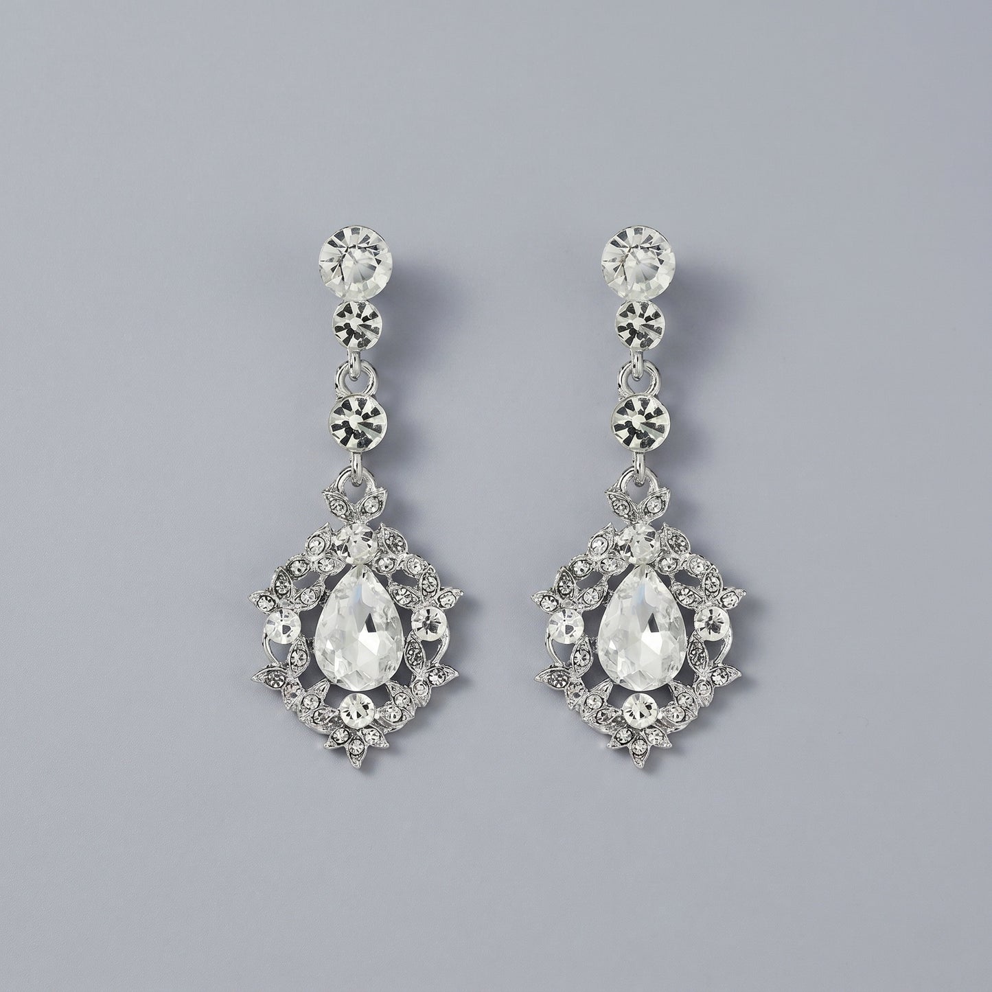 Vintage Floral Alloy Rhinestone Earrings Elegant Daily Drops