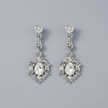 Vintage Floral Alloy Rhinestone Earrings Elegant Daily Drops