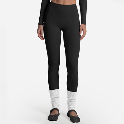 Long Sleeve Cross-Back Workout Skirt Set Women Ballet Style Yoga Outfit