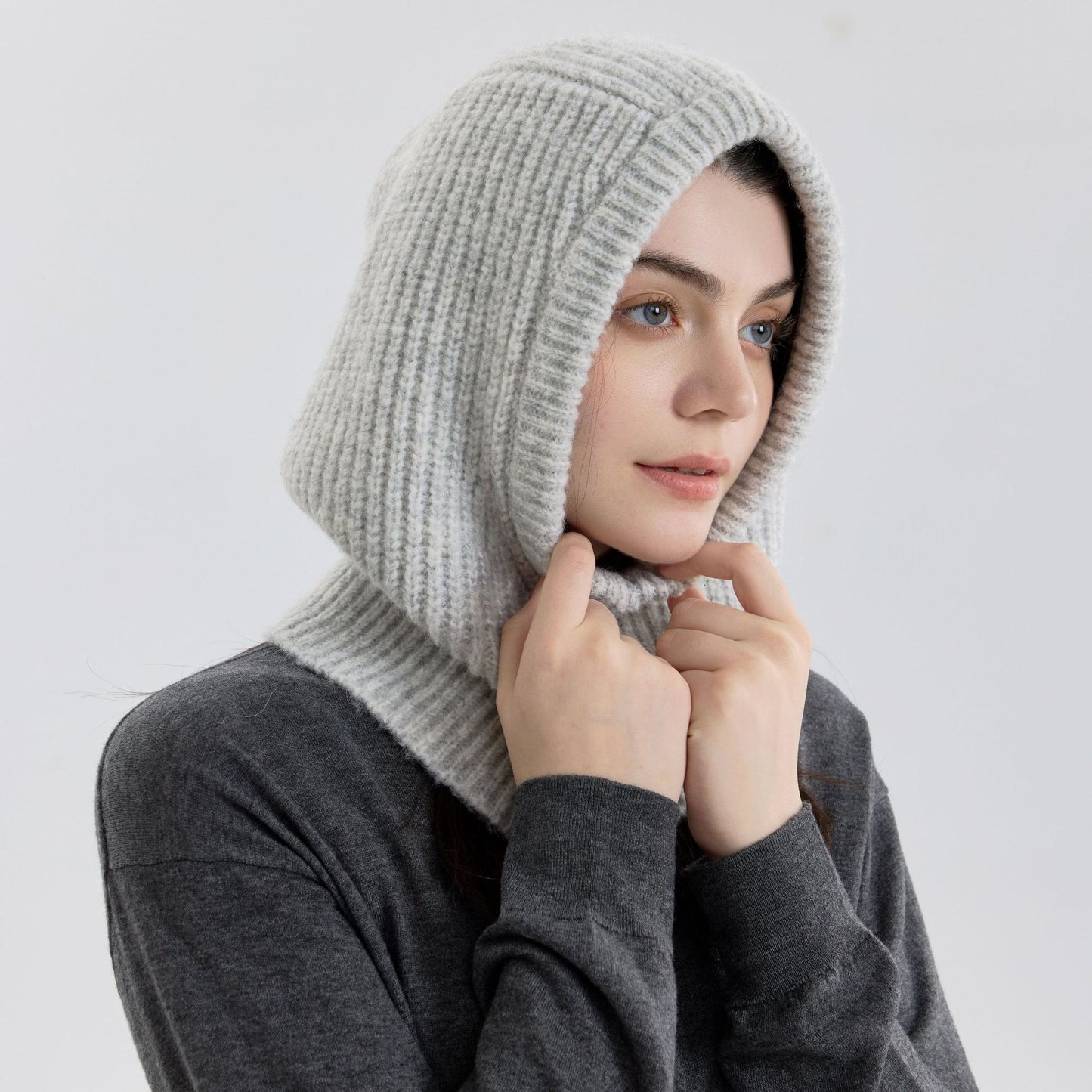 Trendy Solid Color Wool Blend Knitted Balaclava Hat