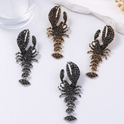 Statement Lobster Earrings Rhinestone Gothic Resort