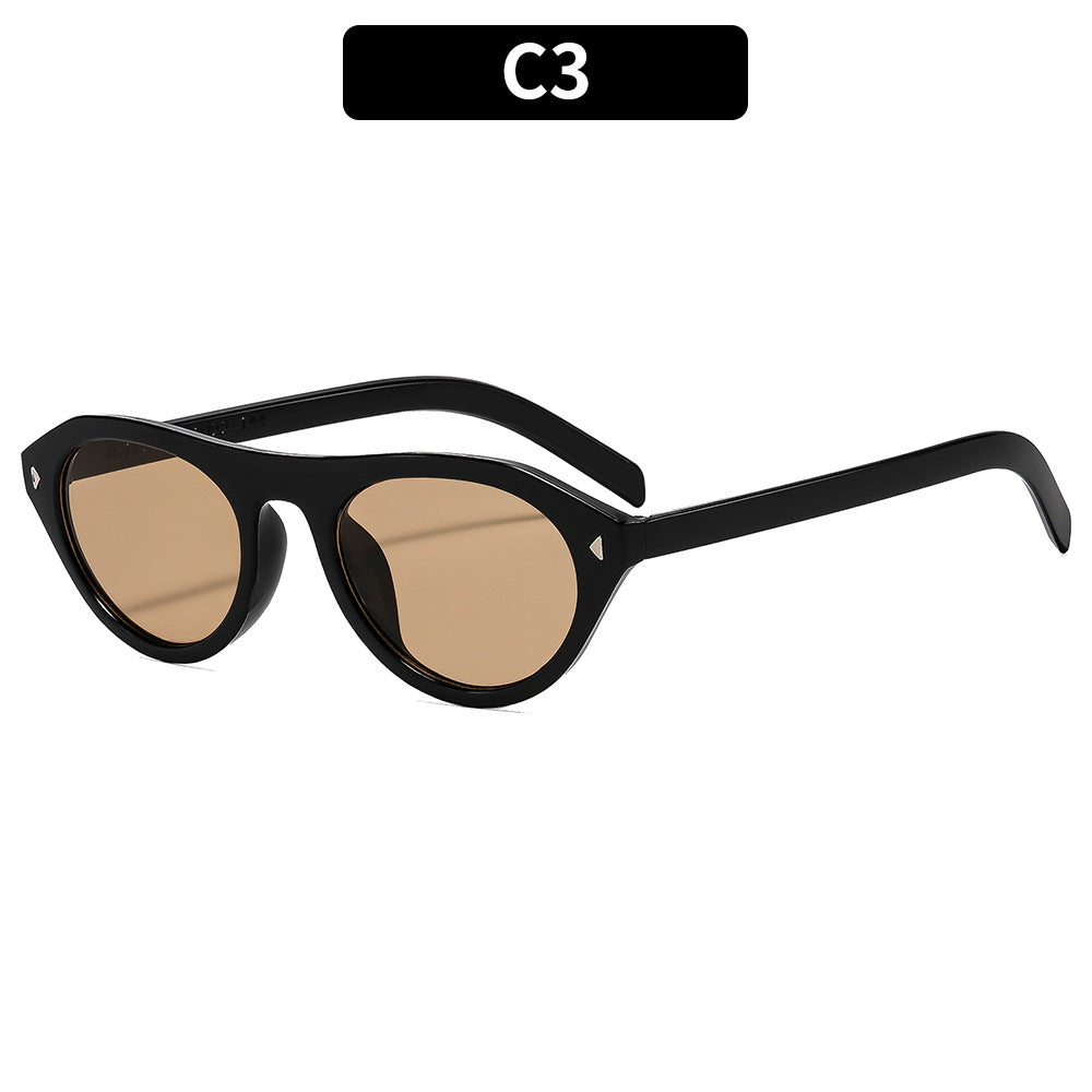 Trendy Oval Frame Sunglasses Fashionable Outdoor Shades