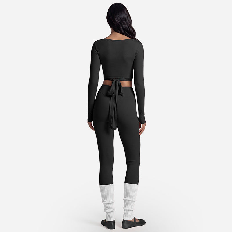 Cross-Back Long Sleeve Yoga Top & Pants Set