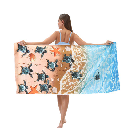Custom Turtle Beach Towel Ultra-Soft Microfiber Digital Print