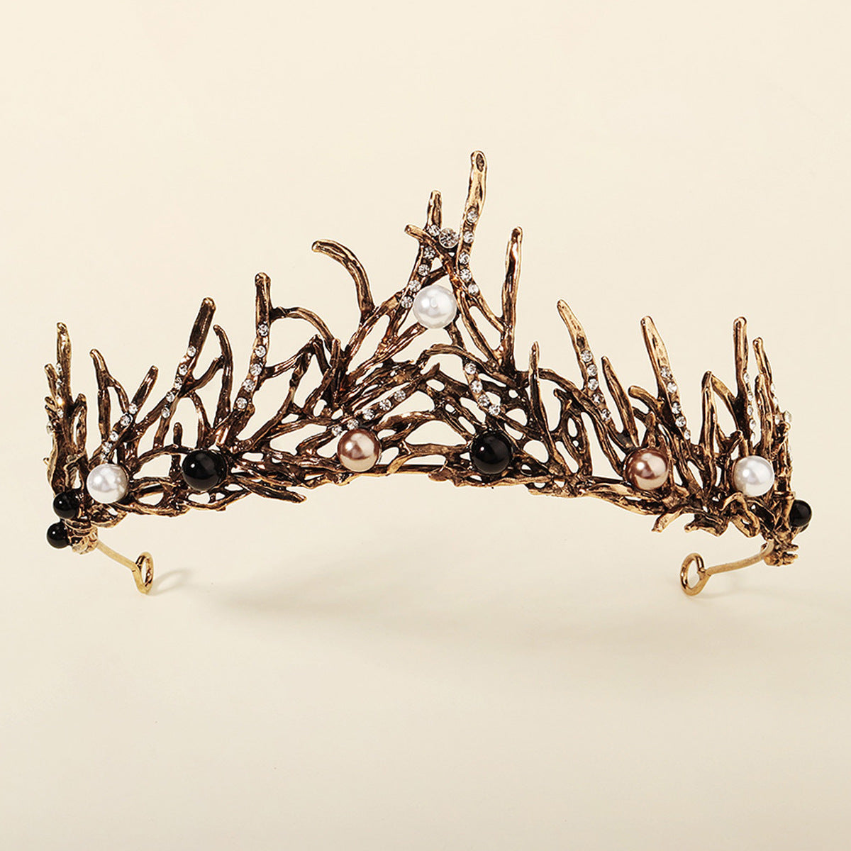 Dark Fantasy Alloy Crown with Rhinestones for Halloween Parties