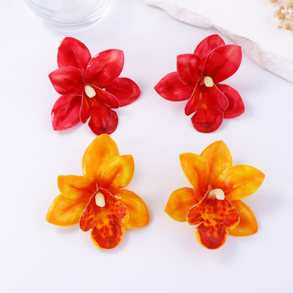 Earrings Boho Fabric Flower Lightweight Vacation Ready