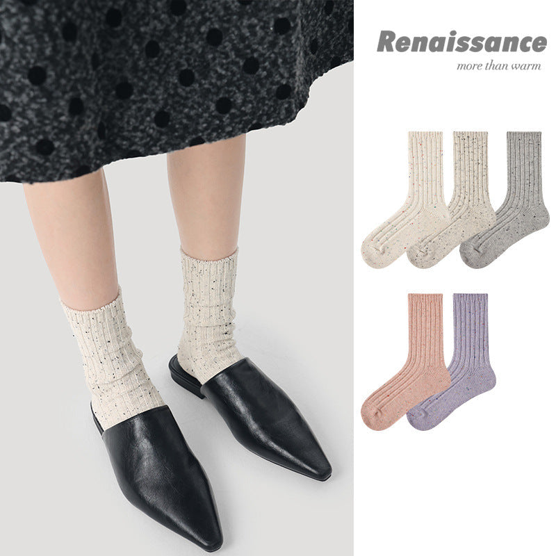 Mid Calf Dotted Combed Cotton Moisture Wicking Socks