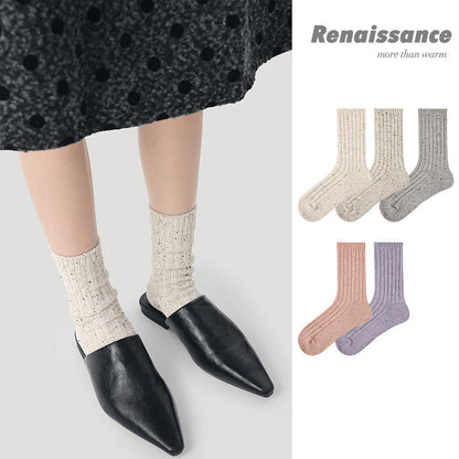 Mid Calf Dotted Combed Cotton Moisture Wicking Socks