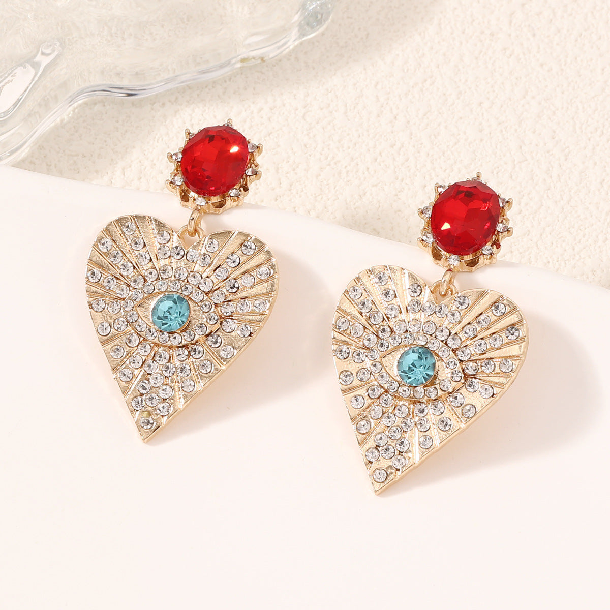 Earrings Heart Eye Rhinestone Light Luxe Casual
