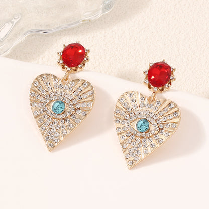 Earrings Heart Eye Rhinestone Light Luxe Casual